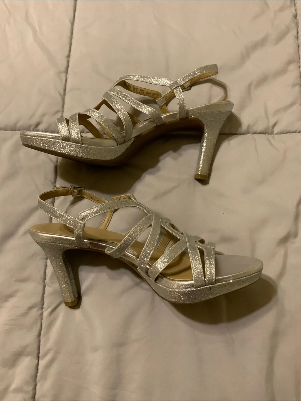 Naturalizer Womens Baylor Heeled Sandals Size US 8.5M Silver Glitter Party